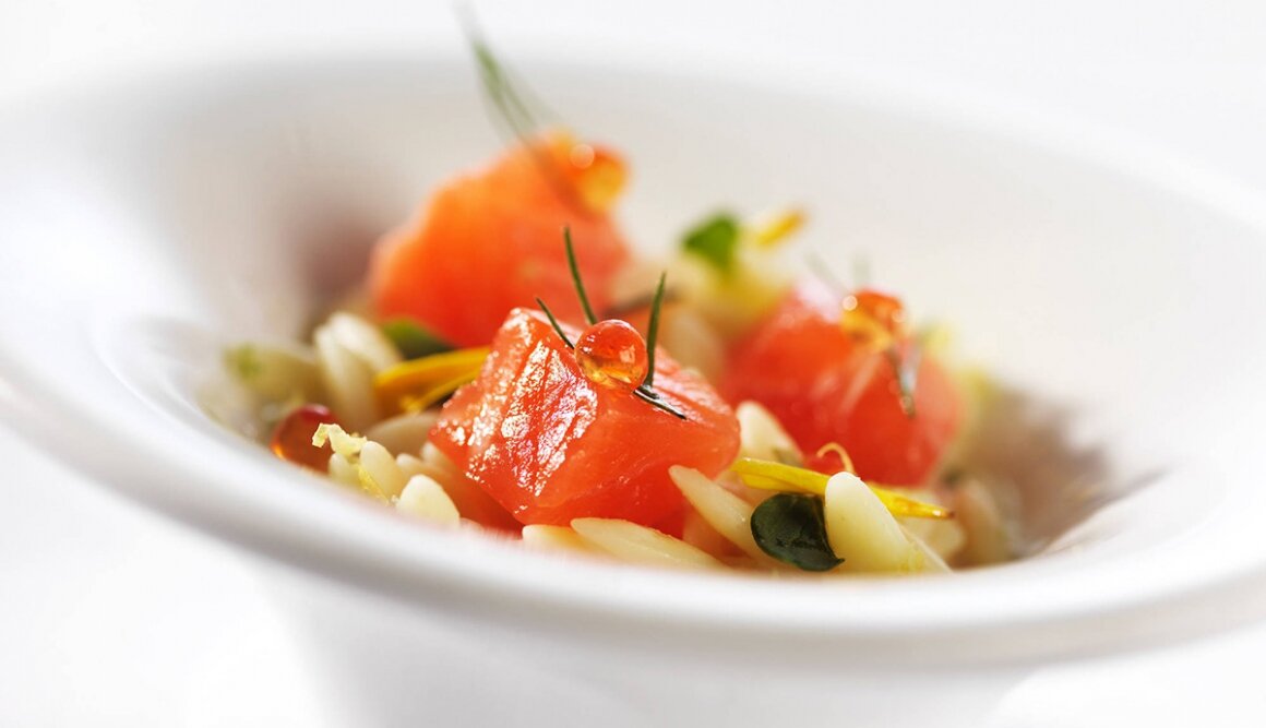 Fjordforellen an Risoni Pasta