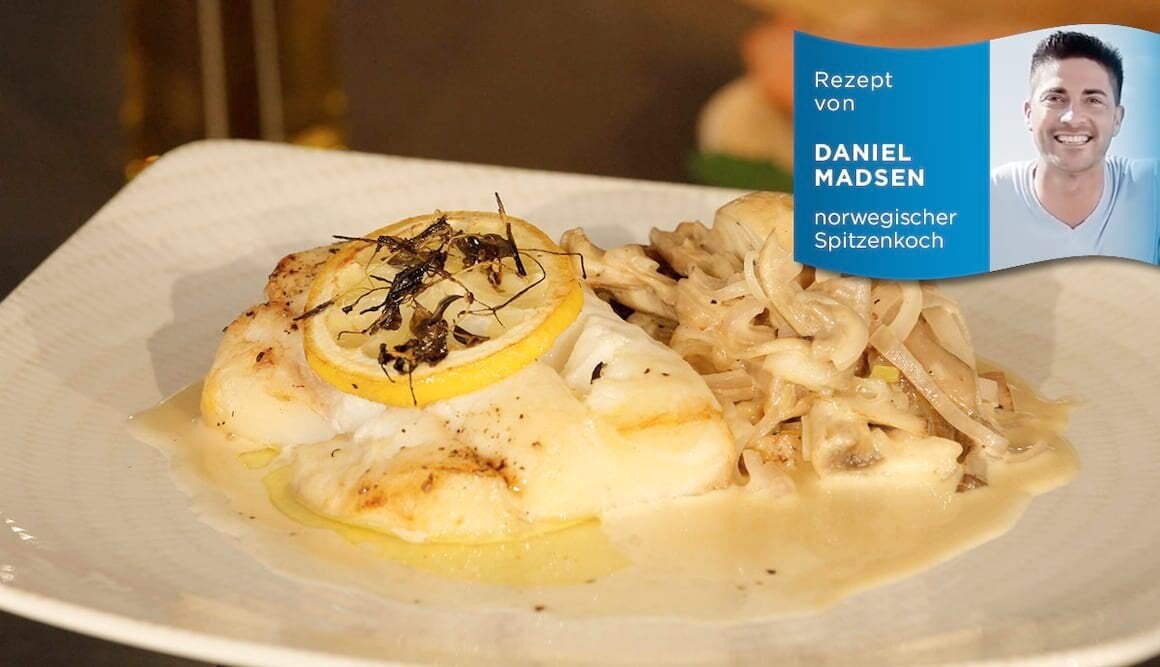 Norwegischer Kabeljau mit Champignon-Sahne-Sauce