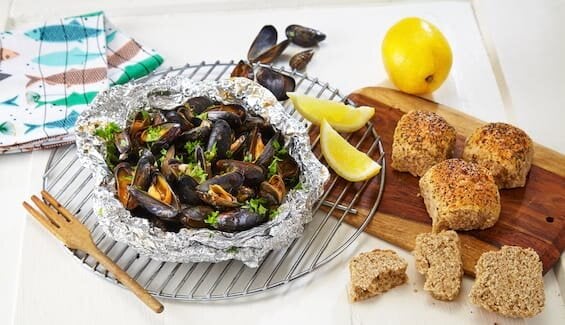 Miesmuscheln auf dem Grill