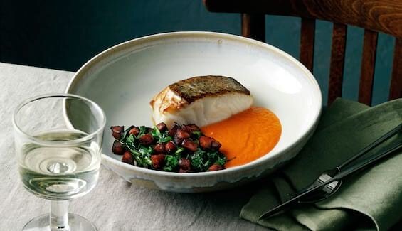 Gebratener Skrei mit Spinat und Chorizo aus dem Ofen