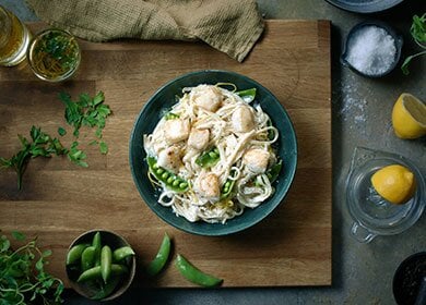 Pasta al limone mit norwegischem Kabeljau