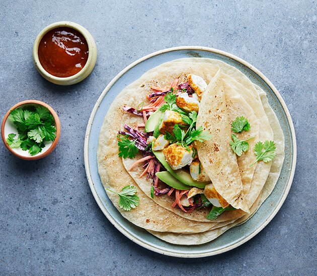 Wraps mit norwegischem Seelachs und Mango-Chutney