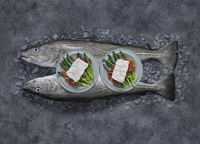 Gekochter Skrei mit Schinkenspeck