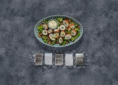 Skrei im Schinkenmantel mit Topanimbur Püree