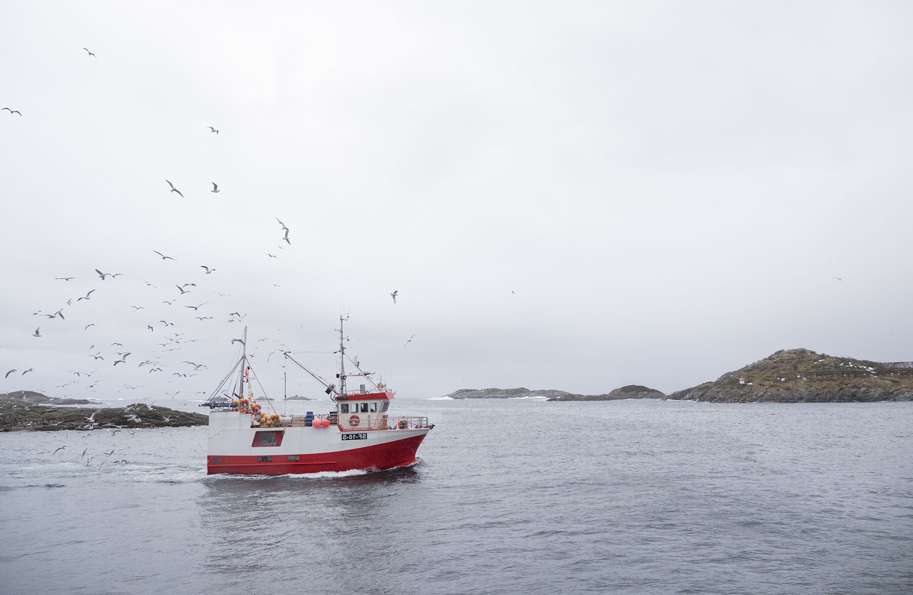 Fischerboot auf dem Weg zum Meer