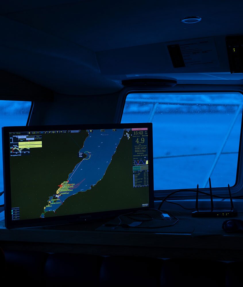 GPS-Anzeige im Steuerhaus